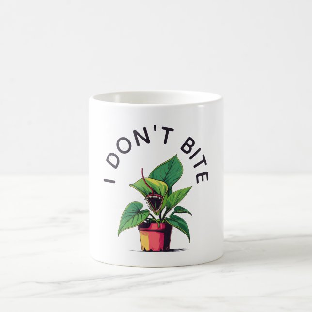 I Don't Bite Funny Venus Flytrap Coffee Mug (Center)