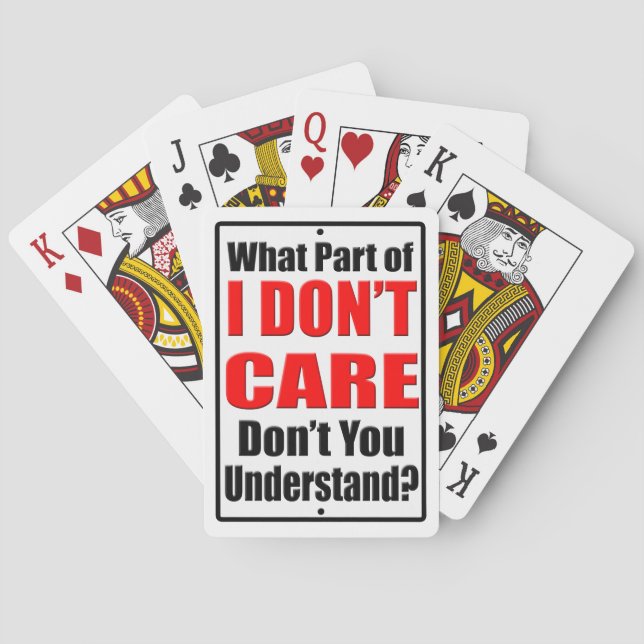I Don't Care Playing Cards (Back)