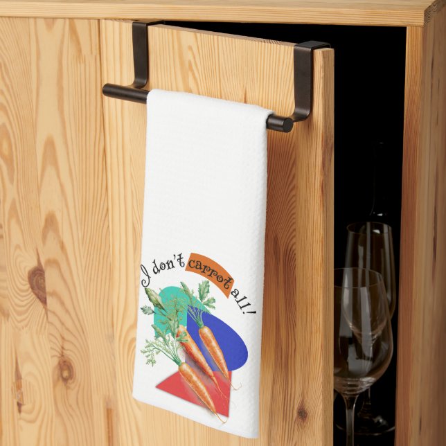 "I Don't Carrot All!" Kitchen Pun  Towel (Thirds Fold)