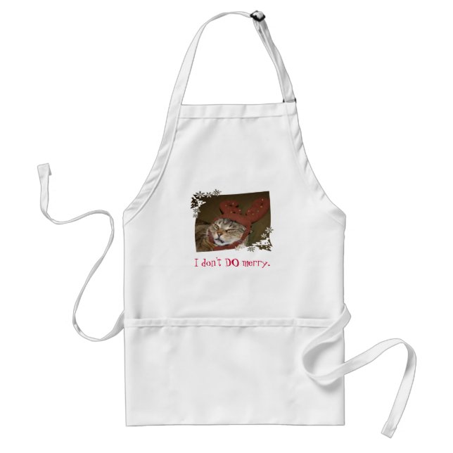 I don't DO merry. Cat with antlers Apron!! Standard Apron (Front)