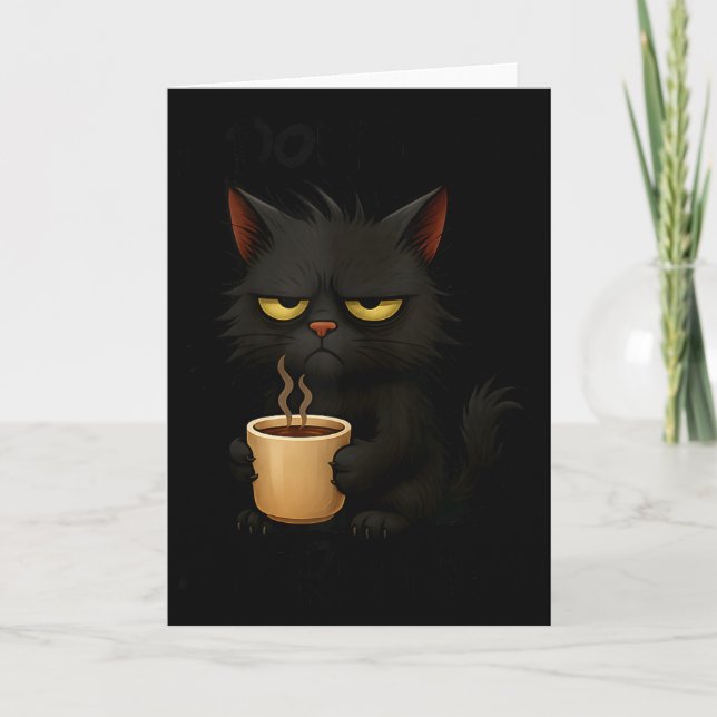 I Don't Do Mornings Funny Quote Black Cat Lover Gi Card (Front)
