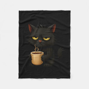 I Don't Do Mornings Funny Quote Black Cat Lover Gi Fleece Blanket