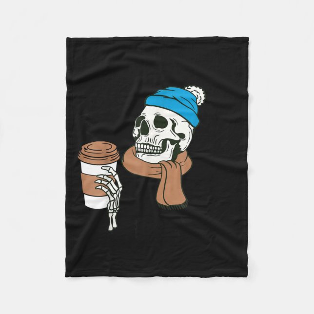 I Dont Do Winter Well Funny Coffee Skull  Fleece Blanket (Front)