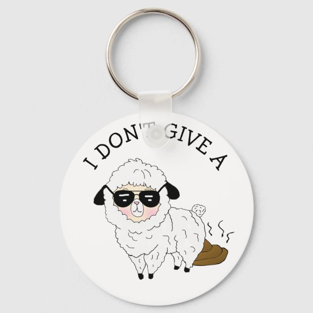 I don't give a ... Sheep Funny Sarcastic Humor Keychain (Front)
