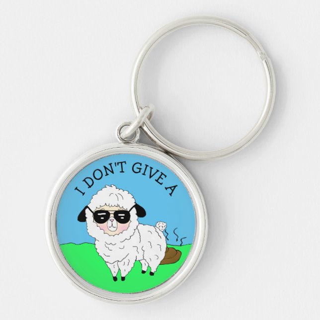 I don't give a ... Sheep Funny Sarcastic Humor Keychain (Front)