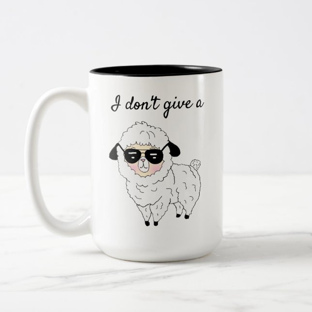 I don't give a ... Sheep Funny Sarcastic Humour Two-Tone Coffee Mug (Left)