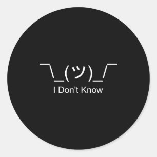 I Don't Know Shrug Humorous Ascii Emoticon  Classic Round Sticker