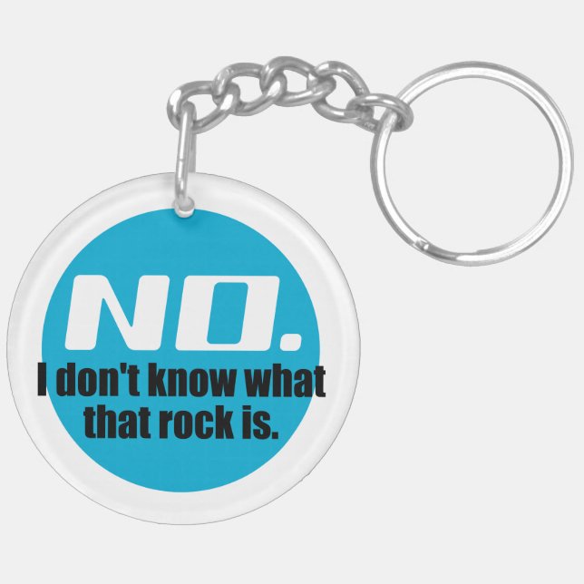 I Don't Know What That Rock Is (Blue) Keychain (Back Left)