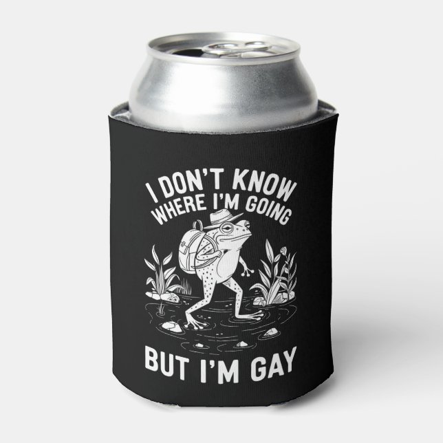 I Don't Know Where I'm Going But I'm Gay Frog Can Cooler (Can Front)