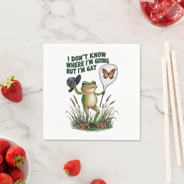 I Don't Know Where I'm Going But I'm Gay Frog Napkin (Insitu)