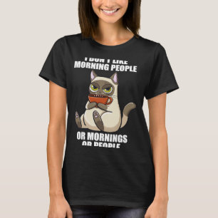 I Don't Like Morning People Sarcastic Coffee Cat T-Shirt