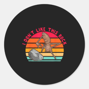 I Don't Like This Rock Funny Rock Worm Vintage Des Classic Round Sticker