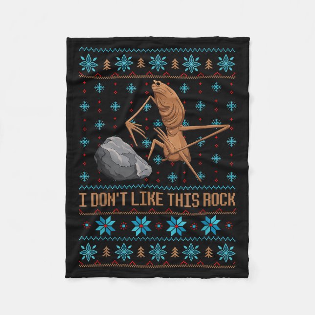 I Dont Like This Rock Marcus The Worm Ugly Sweater Fleece Blanket (Front)