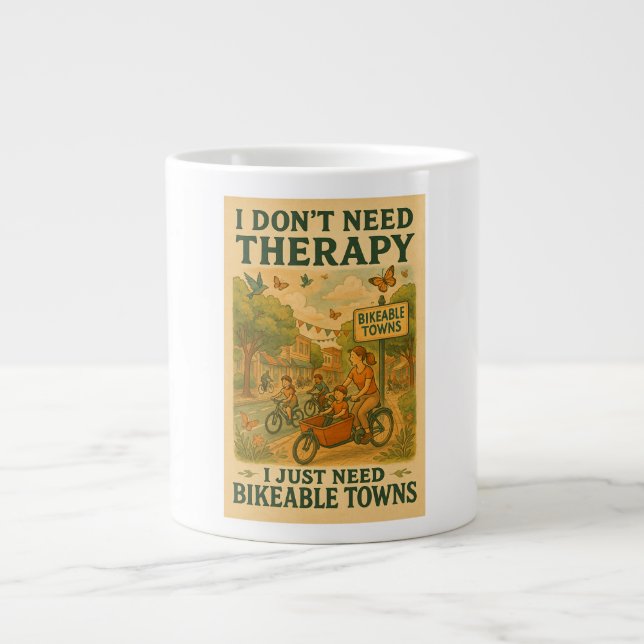 I don't need therapy, I just need Bikeable Towns Large Coffee Mug (Front)