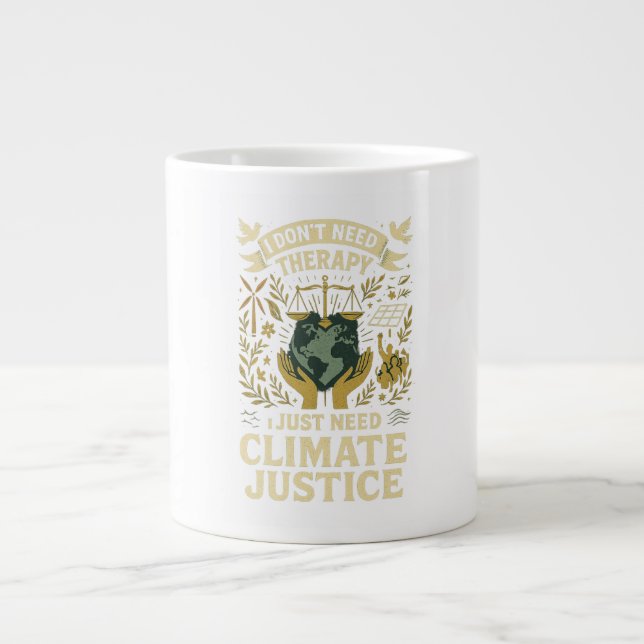 I don't need therapy, I just need Climate Justice Large Coffee Mug (Front)