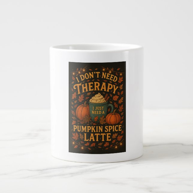 I don't need therapy, need Pumpkin Spice Latte Large Coffee Mug (Front)
