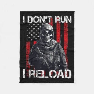 I Don't Run I Reload, Us Flag For A Patriotic Gun  Fleece Blanket