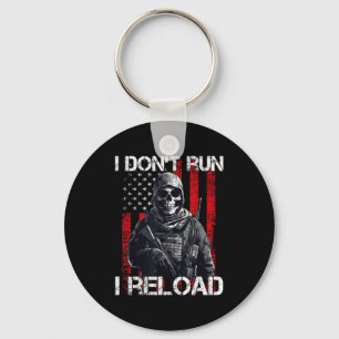 I Don't Run I Reload, Us Flag For A Patriotic Gun Keychain