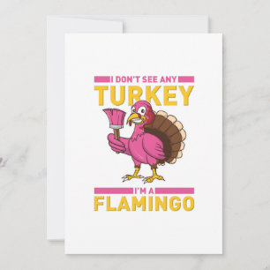 I Don't Sea Any Turkey I'm A Flamingo Thanksgiving Thank You Card