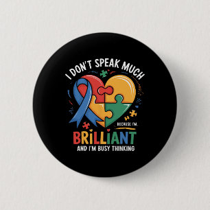 I Dont Speak Much Brilliant Autism Autistic Boy Gi 2 Inch Round Button