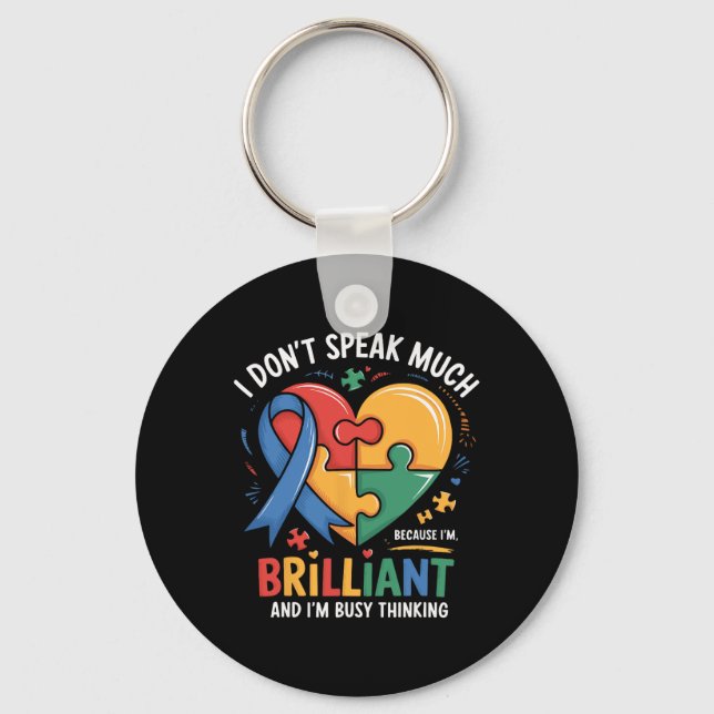 I Dont Speak Much Brilliant Autism Autistic Boy Gi Keychain (Front)