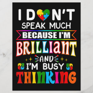 I Dont Speak Much Brilliant Autism Autistic Letterhead