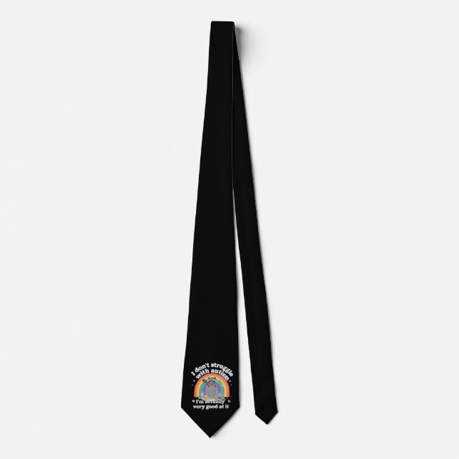 I Dont Struggle With Autism Autistic Funny Raccoon Tie (Front)