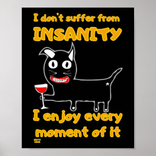 "I DON'T SUFFER FROM INSANITY" funny crazy cat     Poster