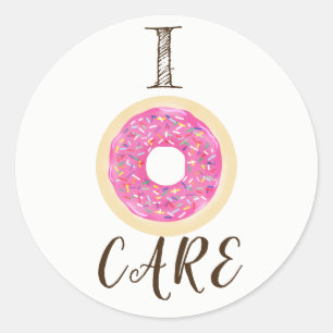 I DONUT CARE Pink Sprinkle Cute Chic Modern Party Classic Round Sticker