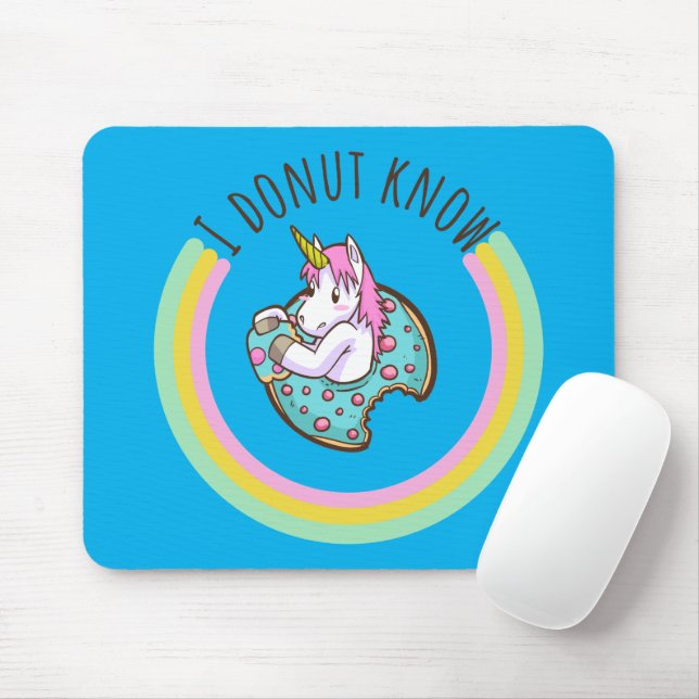 I Donut Know | Unicorn Mouse Pad (With Mouse)