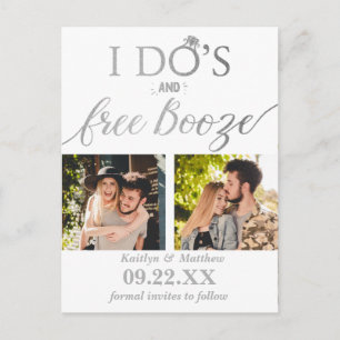 I Do's & Free Booze Modern Wedding Save The Date Announcement Postcard