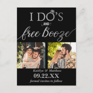I Do's & Free Booze Modern Wedding Save The Date Announcement Postcard