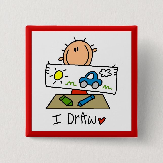 I Draw 2 Inch Square Button (Front)
