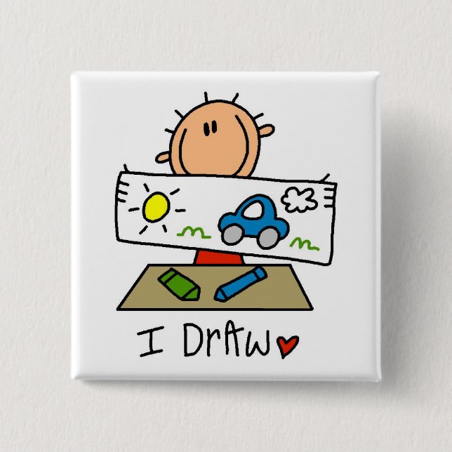 I Draw 2 Inch Square Button (Front)