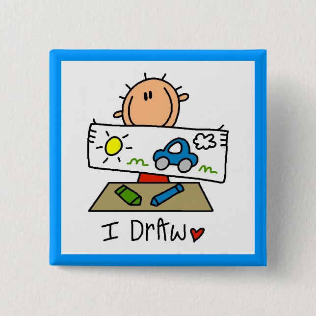 I Draw 2 Inch Square Button (Front)