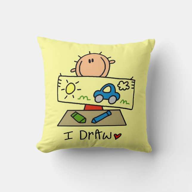 I Draw Throw Pillow (Front)