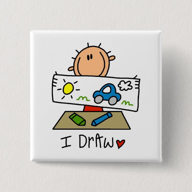 I Draw Tshirts and Gifts 2 Inch Square Button (Front)