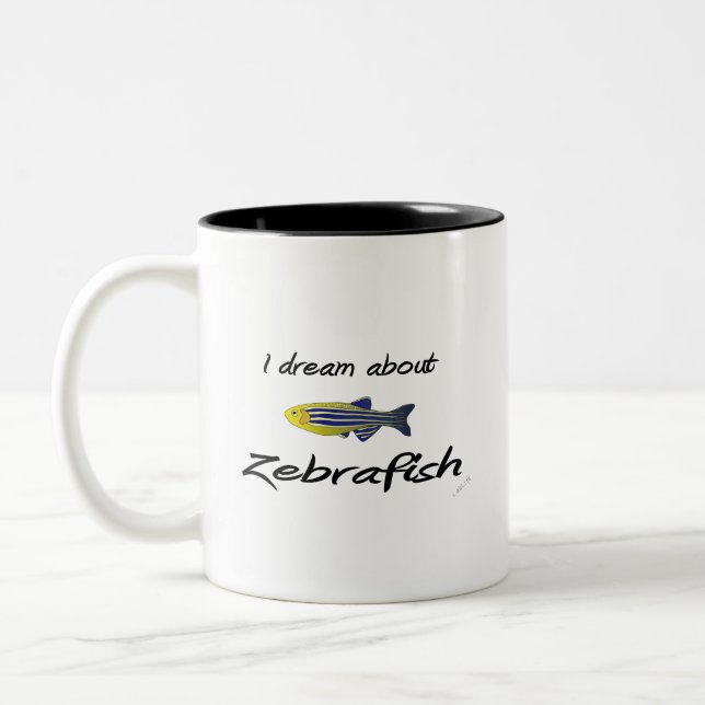 I dream about zebrafish Two-Tone coffee mug (Left)