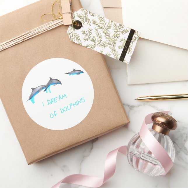 I Dream of Dolphins. Classic Round Sticker (Gifting)