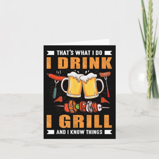 I Drink I Grill Funny Bbq Grilling Grillmaster  Card (Front)