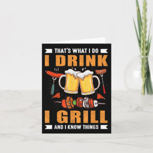 I Drink I Grill Funny Bbq Grilling Grillmaster Card