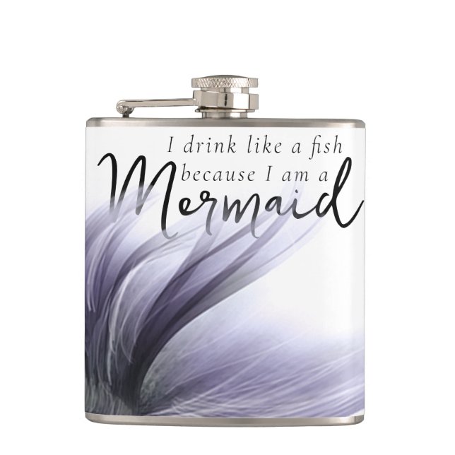 I Drink Like a Fish Because Im a Mermaid | Purple Hip Flask (Front)
