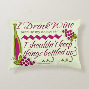 I Drink Wine Funny Quote Decorative Pillow