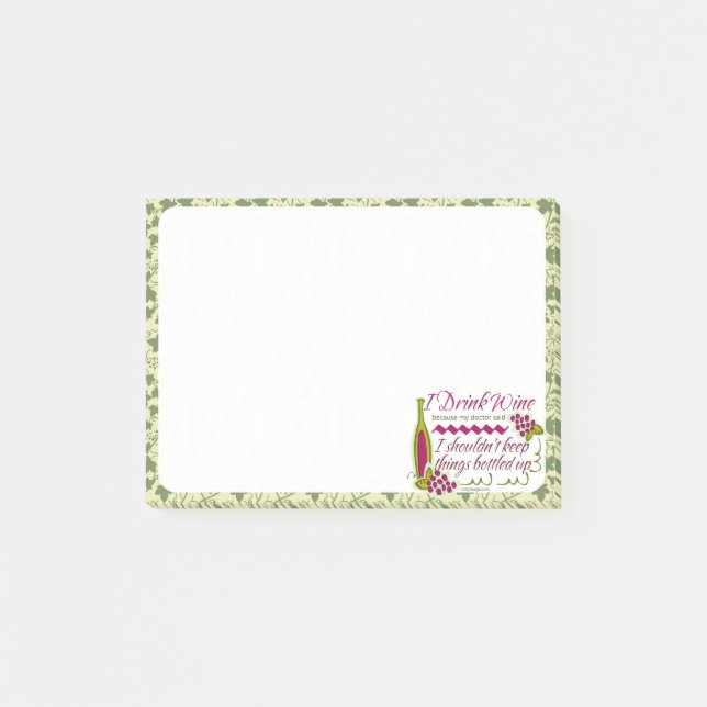 I Drink Wine Funny Quote Post-it Notes (Front)
