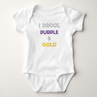 I Drool Purple and Gold Baby Bodysuit
