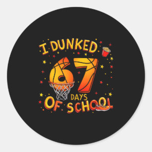 I Dunked 67 Days Of School Basketball Boys Kids  Classic Round Sticker