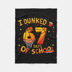 I Dunked 67 Days Of School Basketball Boys Kids  Fleece Blanket