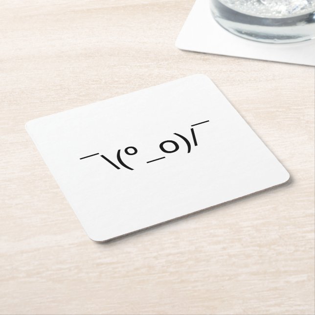 I Dunno LOL ¯\(º_o)/¯ Emoticon Japanese Kaomoji Square Paper Coaster (Angled)