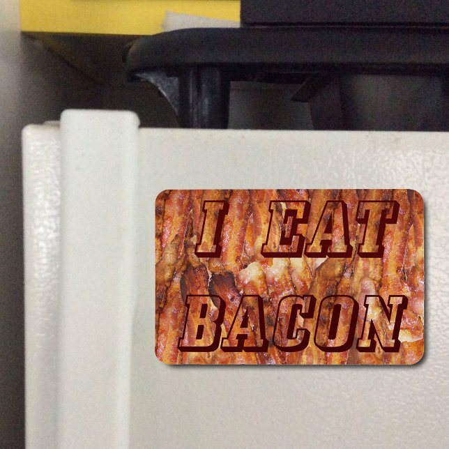 I Eat Bacon Text with Background Flexible Magnet (I Eat Bacon Text with Background Flexible Magnet)
