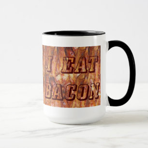 I Eat Bacon Text with Background Mug